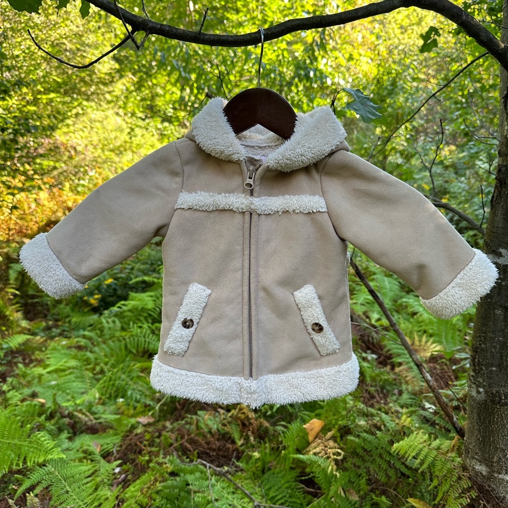 Old Navy Sherpa Lined Suede Jacket 6-12m